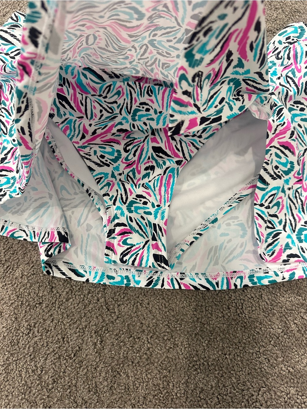 NWT Swim skirt by Leilani size 14 white with hot pink black teal blue - Picture 2 of 5
